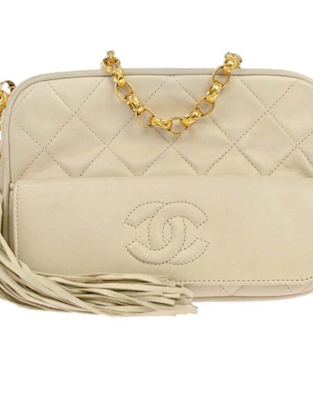Chanel Off-white Lambskin Camera Bag Mini 168010